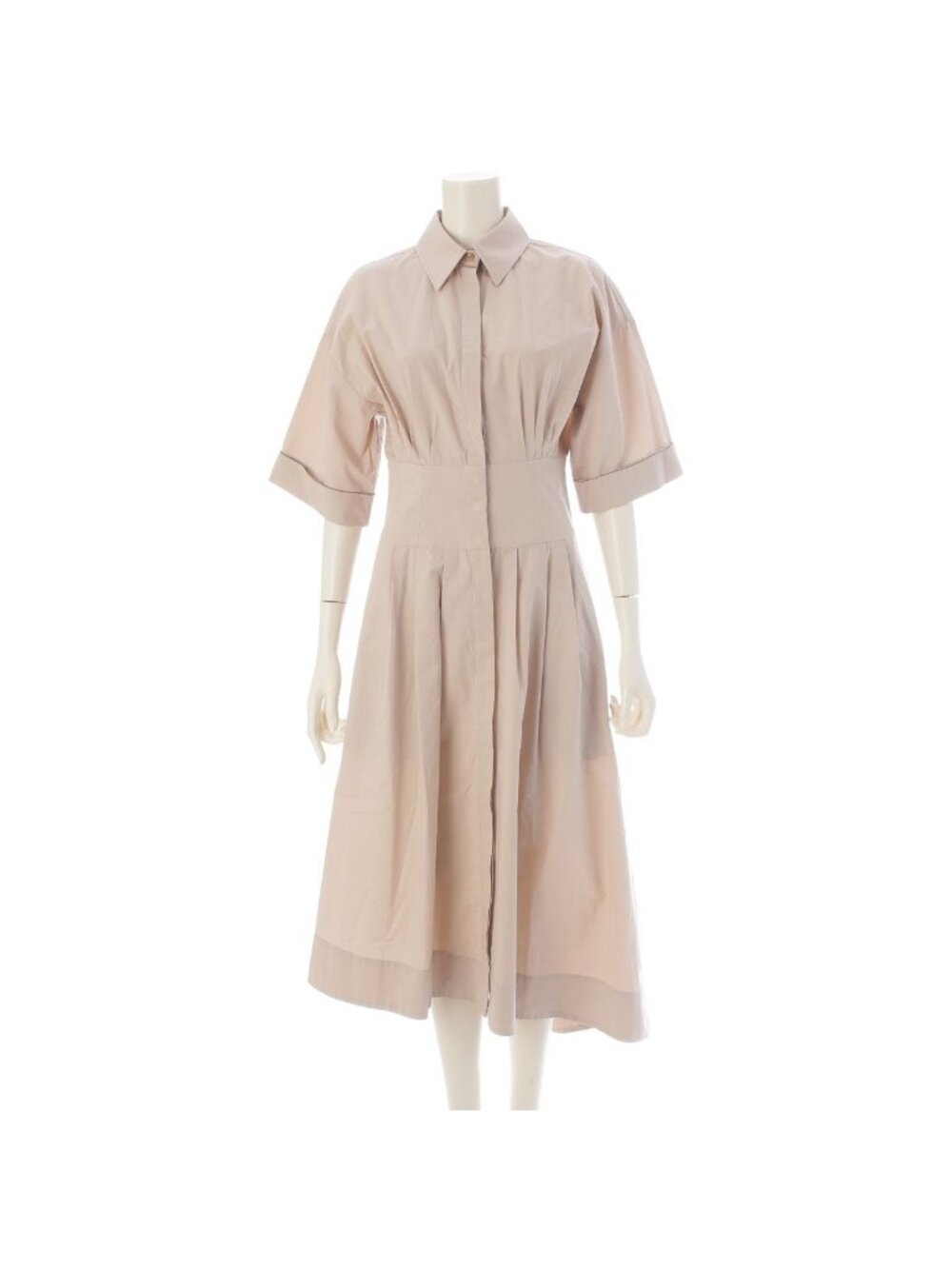 Brunello Cucinelli Cotton Monile Short Sleeve Bijou Decoration Shirt Dress Pink